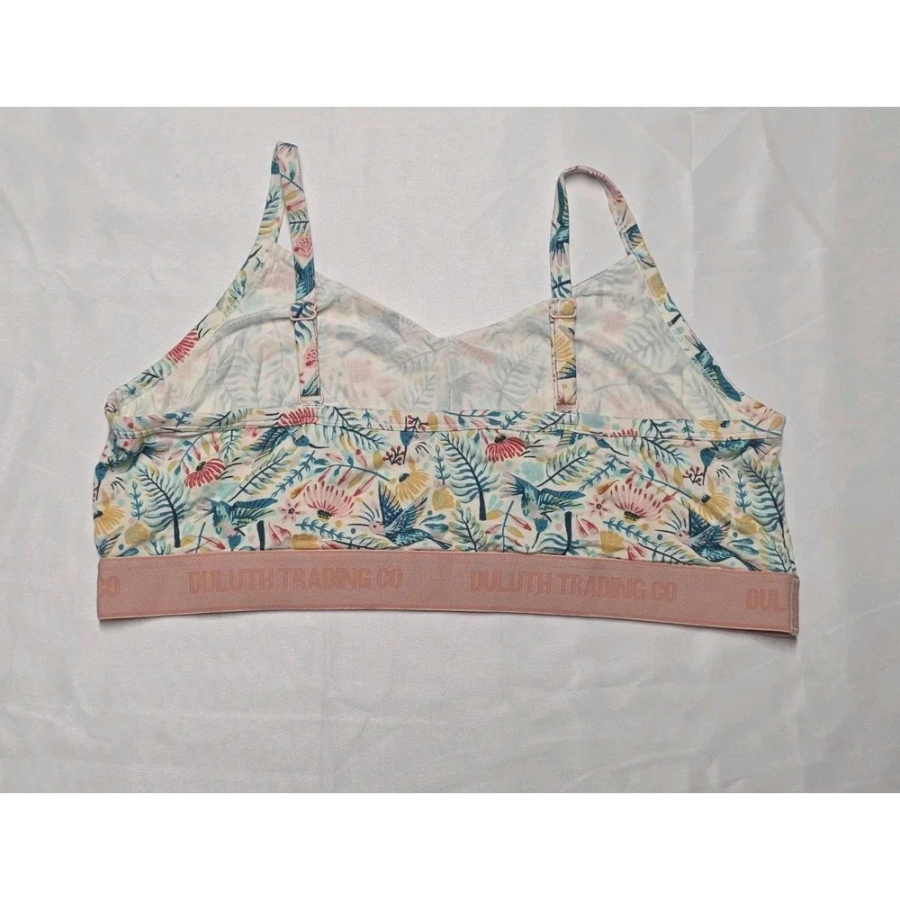 Duluth Trading Co Dang Soft Bra Bralette Women XL Floral Knit Adjustable 80159 - Picture 3 of 5